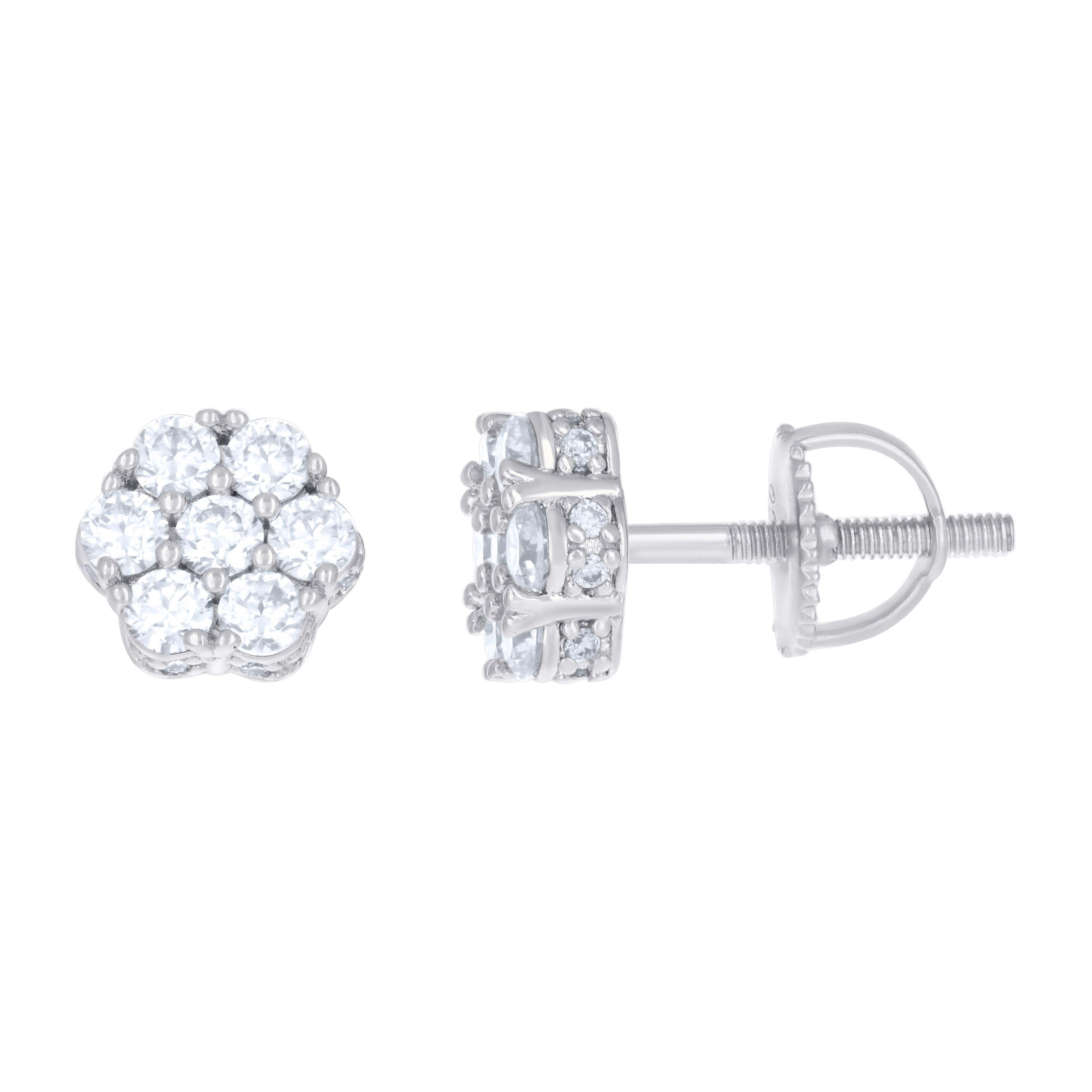 925 Sterling Silver Womens 1.11ct Moissanite Flower Stud Earrings